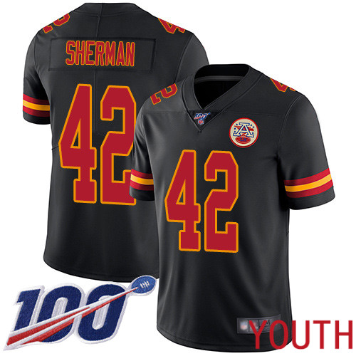 Youth Kansas City Chiefs 42 Sherman Anthony Limited Black Rush Vapor Untouchable 100th Season Nike NFL Jersey